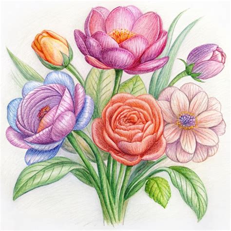 A drawing of flowers with a green stem | Premium AI-generated image