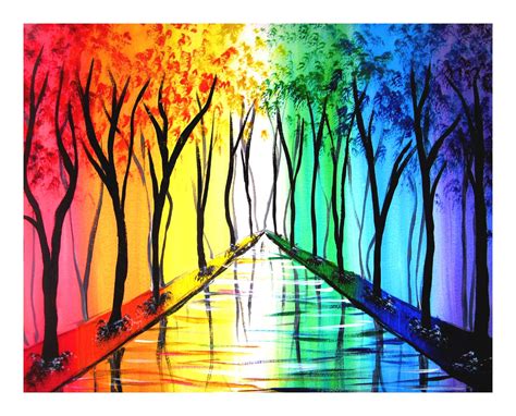 Creative Clouds Fabric Rainbow Trees Printed Canvas Painting (45 cm x ...