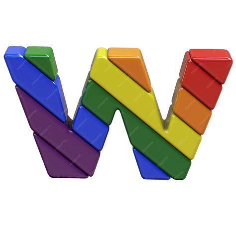 Symbol in the colors of the lgbt flag letter w | Premium Vector
