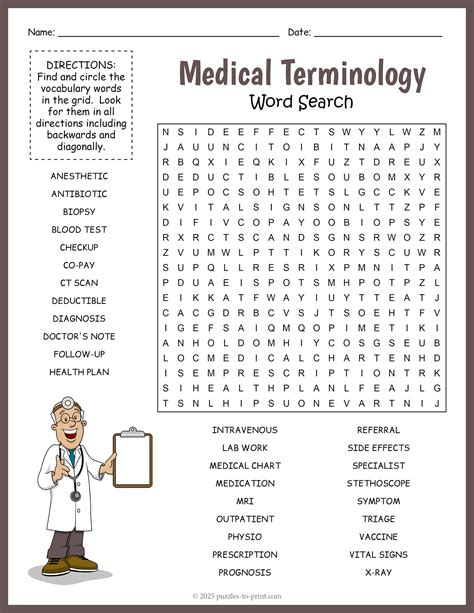 Medical Terminology Word Search