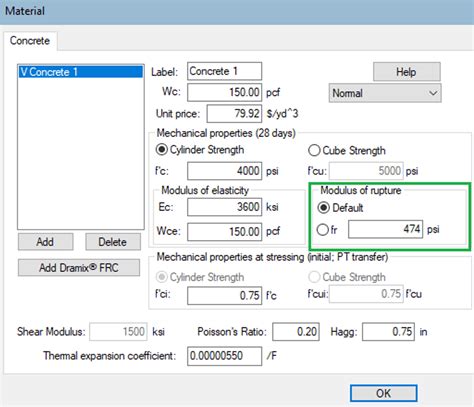 RISA | User Defined Modulus of Rupture in ADAPT-Builder