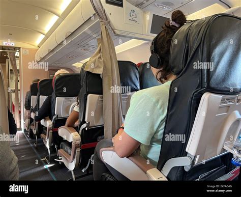 turkish airlines plane, istanbul, turkey - sept 26, 2022; interior ...