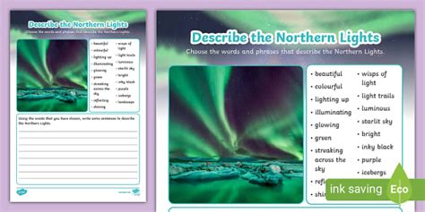 Describe the Northern Lights Writing Activity -KS1 - Twinkl