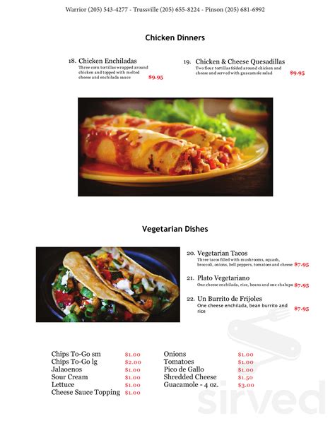 Munoz Mexican Grill menu in Trussville, Alabama, USA