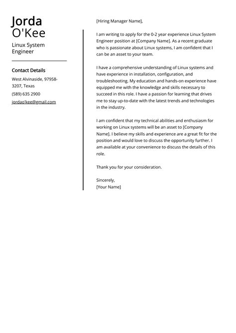 Image result for Cover Letter Examples Linux System Engineer