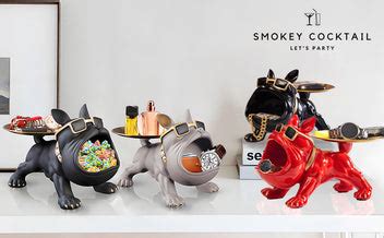 BULLDOG STORAGE BUTLER SCULPTURE – Smokey Cocktail