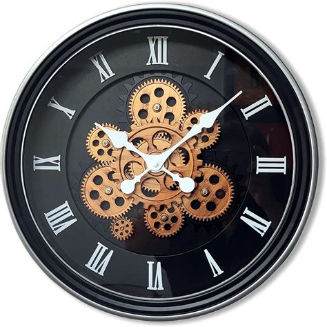 Amazon.com: Evursua 15.2 Inch Large Gear Clock Real Gears Moving Wall Clock, Vintage Industrial ...