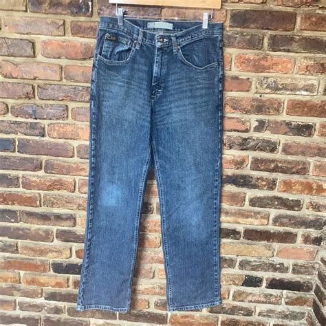 Lee Dark Wash Blue Denim Relaxed Straight Leg Jeans... - Depop