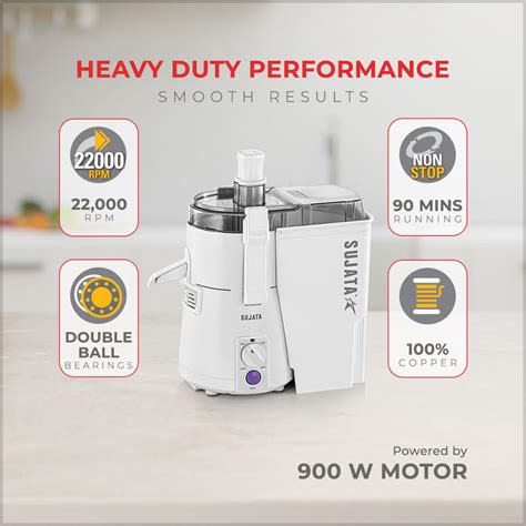 Sujata Powermatic Plus Juicer Mixer Grinder|900 Watts Double Ball Bear ...