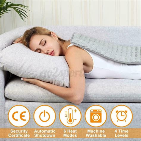 Electric Heating Pad 6-Level Fast Moist/Dry Neck Shoulder Back Pain Relief Therapy Mat Body Pain ...