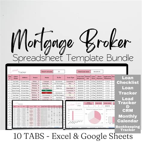 Mortgage Broker Template Spreadsheet Bundle Google Sheet and Excel Spr ...