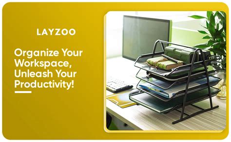LAYZOO Metal Office Desktop Tray Rack, Mesh Metal Desk Organiser File ...