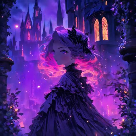 A woman in a long dress standing in front of a castle - SeaArt AI