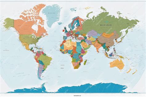 Detailed World Map with Countries 的图像结果