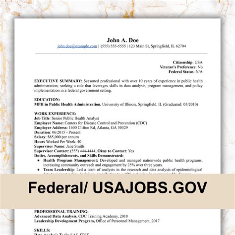 Federal Resume Template Pack: Ats-compliant CV + Expert Guidance - Etsy