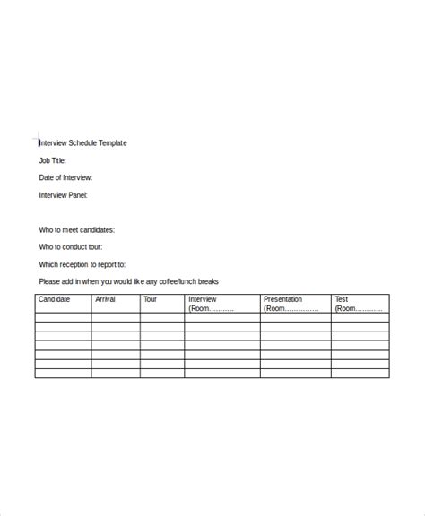 Sample Interview Schedule Template 的图像结果