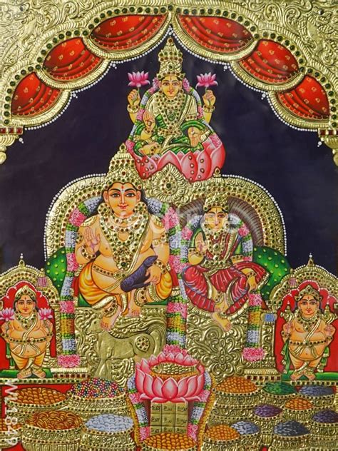 Tanjore Painting - Kubera Lakshmi - Flat (Gold Foil) - 24x18 inch - WL ...