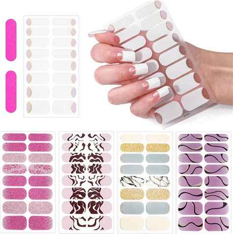 CHANGAR French Nail Polish Stickers Glitter Nail Polish Strips Decals ...