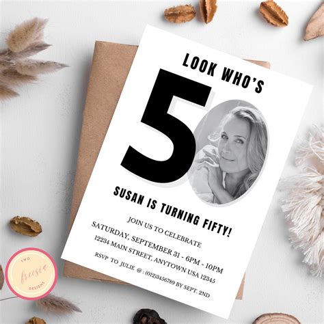 Look Whos 50 Editable Invitation Template 50 Birthday Invitation With ...