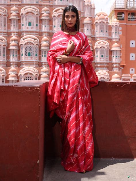 Buy Red Silk Leheriya Saree Online – Vasansi Jaipur