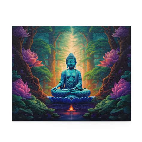 Dan Mumford Style Buddha Puzzle Green, Blue, Purple in Colorful Forest ...