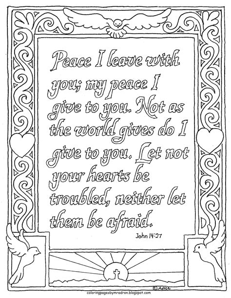 Coloring Pages for Kids by Mr. Adron: John 14:27 Coloring Page, "Peace ...