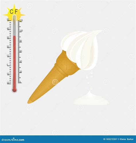 Vanilla Ice Cream Cone Melting at 31 Degree Celsius Stock Vector ...