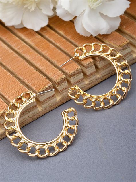 Bohey by KARATCART Gold Plated Hoop Gold Earrings for Women