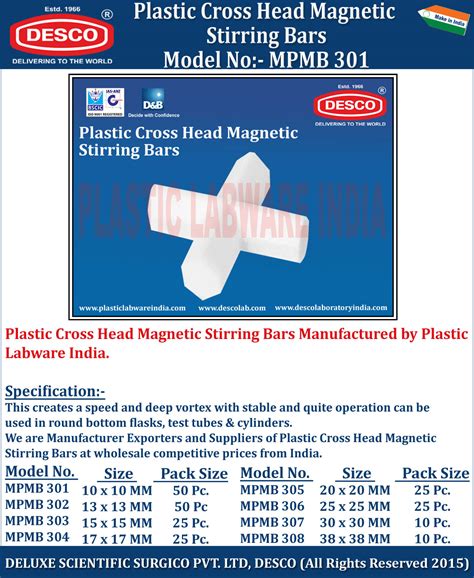 Plastic Cross Head Magnetic Stirring Bars Manufacturer and Exporter India