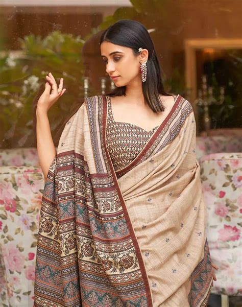 Cream Jute Silk Saree with Broad Border – South India Shopping Mall