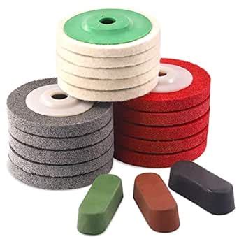 Rustark 18 Pcs Assorted Buffing Wheels,4'' Wool Felt and Nylon Fiber ...