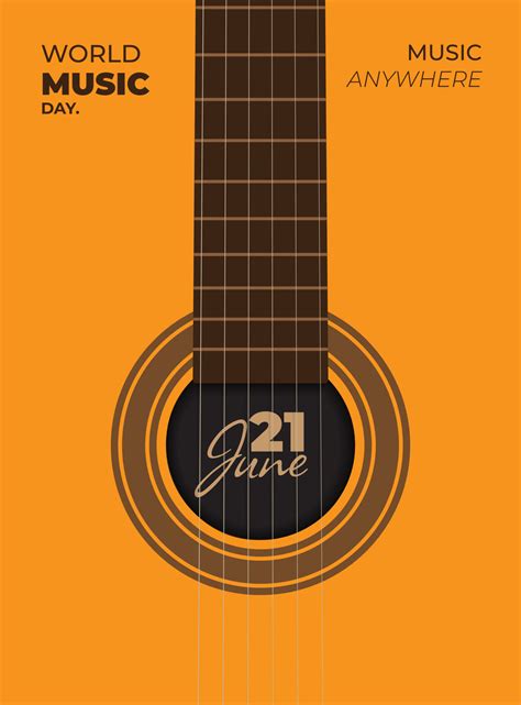 World music day template in yellow background with June 21 text on ...