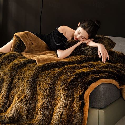 Couverture en fausse fourrure de renard - Jeté raschel extra épais pour ...