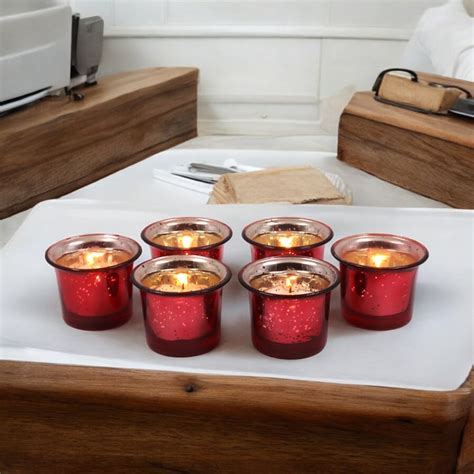 Buy HOSLEY Set of 6 Glass Votive Holders with Candles from Hosley at ...