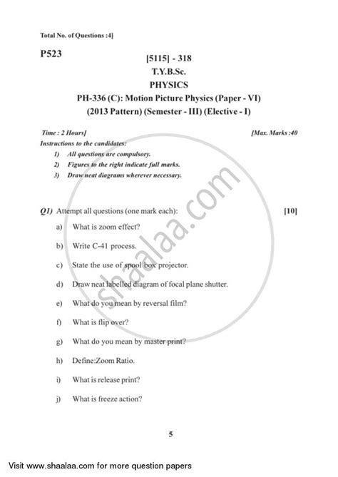 Motion Picture Physics 2016-2017 B.Sc Physics Semester 5 (TYBSc) 2013 ...