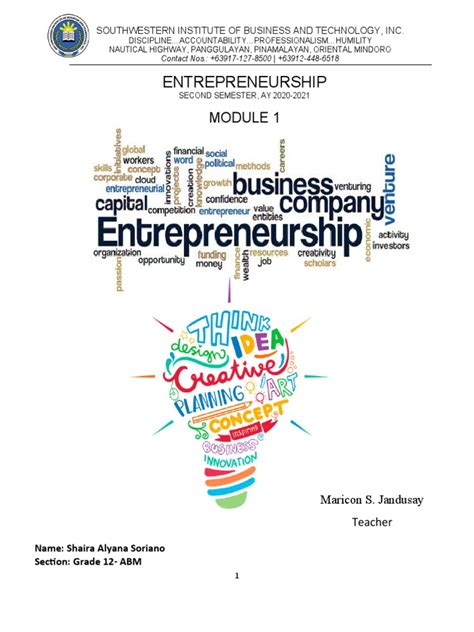 Entrepreneurship Module 1 PDF 的图像结果