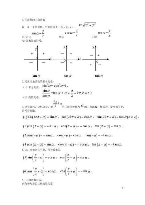 三角函数cos公式表-余弦定理的公式及其变形