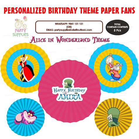 Alice In Wonderland Theme Paper Fan | Party supplies online – Party ...