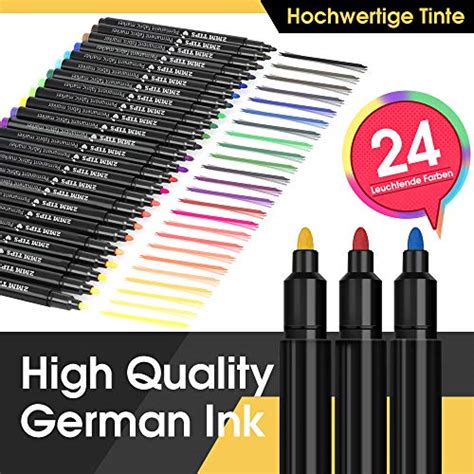 Fabric Markers Permanent - Set of 24 Colors, Fine Tip, No Bleed, Child ...