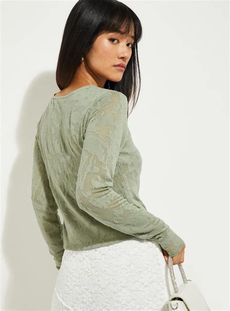 Buy ALAYA F x URB_N Women Jacquard Burnout Crop Top Online at just Rs ...