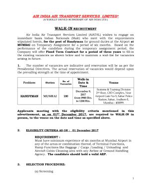 Fillable Online AIR INDIA AIR TRANSPORT SERVICES LIMITED* Fax Email ...