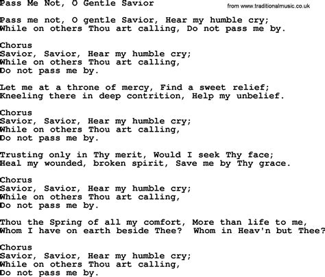 Baptist Hymnal, Christian Song: Pass Me Not, O Gentle Savior- lyrics ...