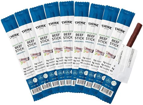 Think Jerky, Original Grass-Fed Beef Sticks (1.0 Ounce Sticks, Pack of ...