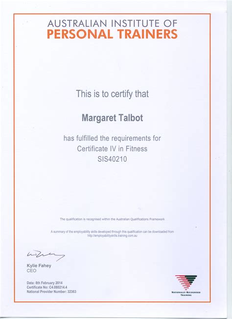 Certificate 4 In Fitness – certificates templates free