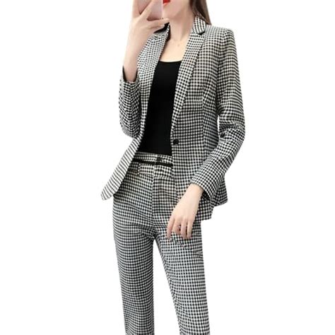 Buy EUPHORIA WARDROBE Women's Suit Blazer 3 Piece Elegant Plaid Set ...