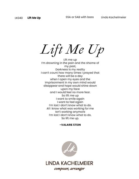 Lift Me Up – Linda Kachelmeier