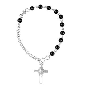 Buy Memoir Titanium Catholic Black Beaded Mother Virgin Mary Christian ...