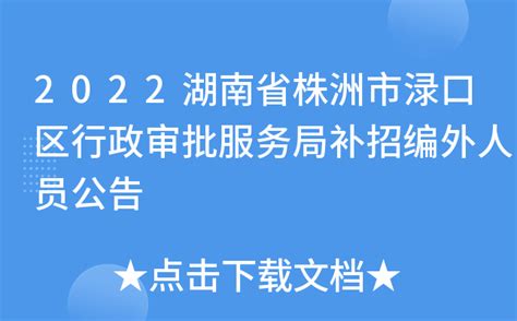 2022湖南省株洲市渌口区行政审批服务局补招编外人员公告