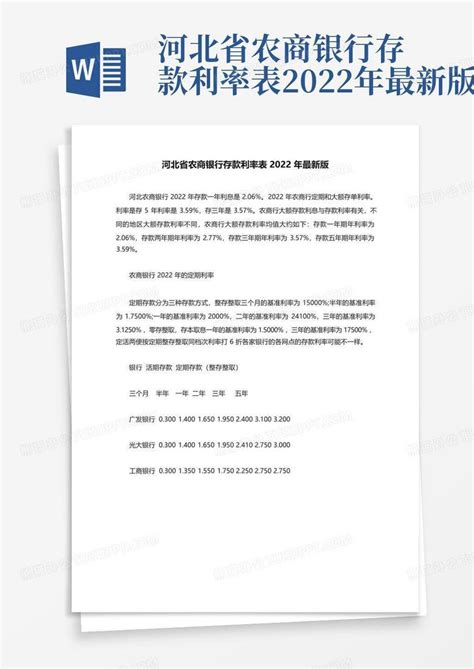 河北省农商银行存款利率表2022年最新版Word模板下载_编号qgjvpgay_熊猫办公