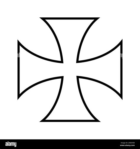 Maltese cross icon, Christian cross symbol, outline shape Stock Vector ...